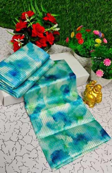 Designer Multi-Color Floral Print Blouse Fabric - BLUE SHADE (2)