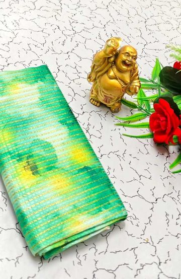 Designer Multi-Color Floral Print Blouse Fabric - EMERALD COLOUR