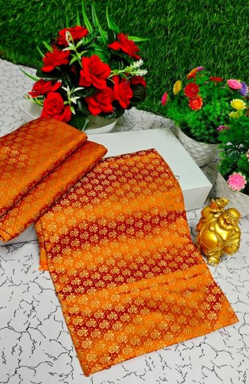 Designer Multi-Color Floral Print Blouse Fabric - BRONCE COLOUR