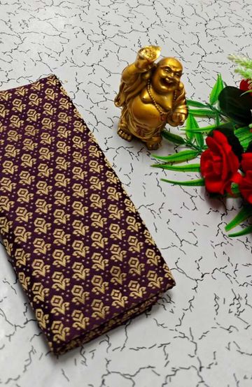 Designer Multi-Color Floral Print Blouse Fabric - COFEE BROWN