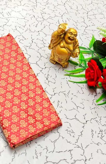 Designer Multi-Color Floral Print Blouse Fabric - CORAL COLOUR (2)