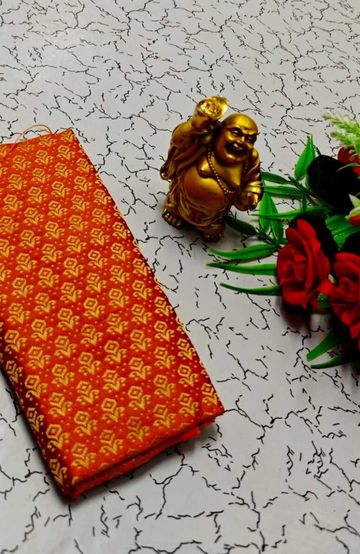 Designer Multi-Color Floral Print Blouse Fabric - ORANGE N