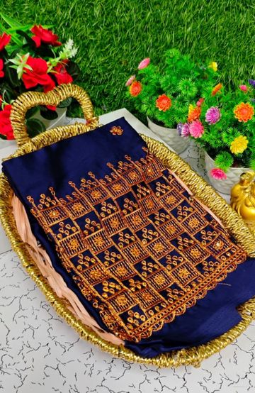 Premium fancy saree soft  silk saree rapier fancy light weight silk type sarees  function wear - BROWN
