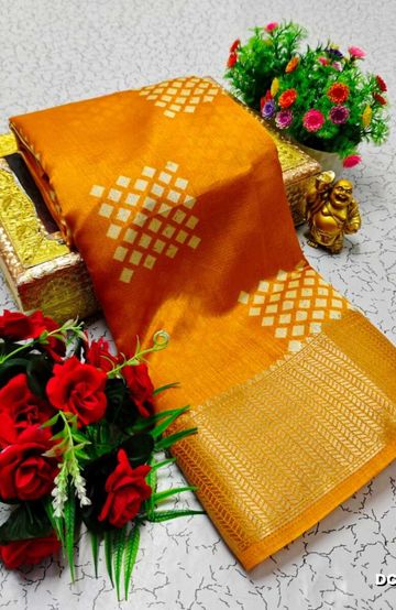 GEORGETTE FANCY SOFT SILK SAREES WITH BLOUSE MODERN FANCY  SAREES - LIGHT ORANGE