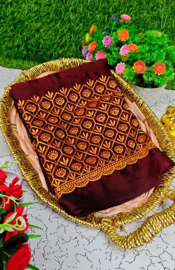 Designer Multi-Color Floral Print Blouse Fabric - R BLUE