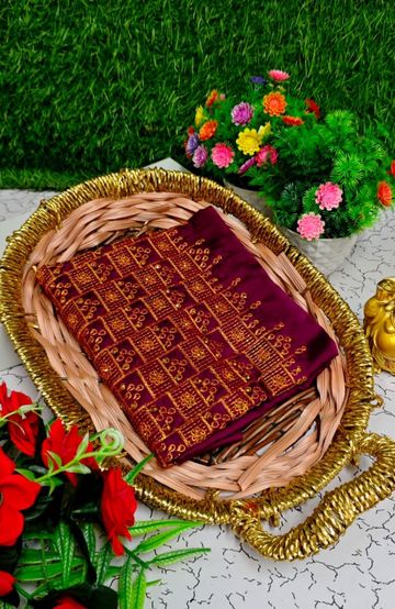 Dailywear cotton sarees premium look lightweight comfortable wear - BRINJAL COLOUR (3)