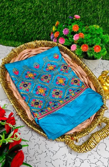 Designer Multi-Color Floral Print Blouse Fabric - BEIGE COLOUR