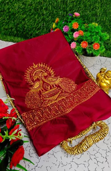 Handloom Khadi Cotton Saree With Hand Painted  Work - DARK PINK