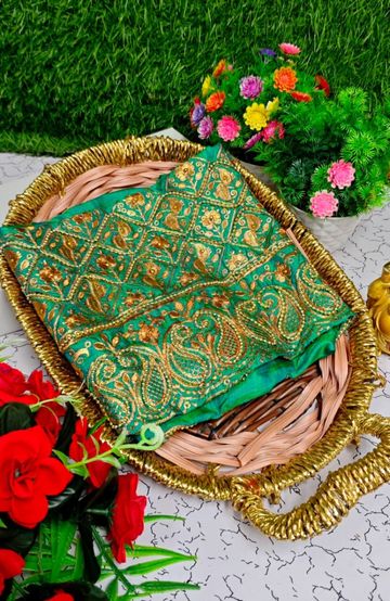 Designer Multi-Color Floral Print Blouse Fabric - CORAL COLOUR