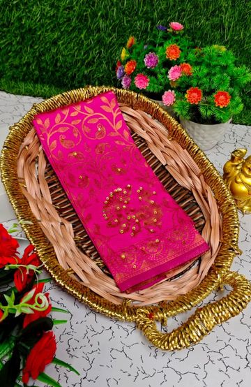 1000 Butta premium Soft Silk Saree weddings, festivals, traditional Wear - PEACOCK GREEN (1)