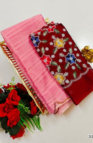 Designer Multi-Color Floral Print Blouse Fabric - MIXED ALL COLOR (6)