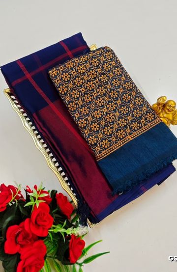 Traditional Look Malgudi Silk Saree Lightweight Silk Blend Saree - DARK PINK (2)