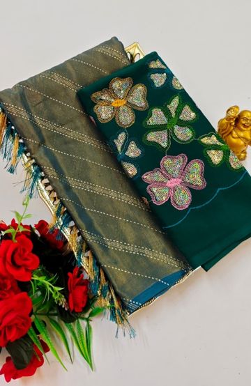 BANARASI POCHAMPALLY ALL OVER BODY SILVAR ZARI BUTTA DESIGN   FUNCTION WEAR SOFT SILK SAREES - ORANGE N