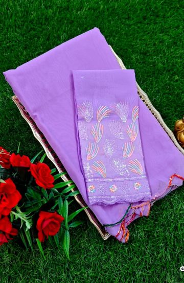 Soft Net Saree with Shimmering Weave and Designer Digital Print Blouse - MEHENDHI GREEN