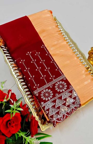 KANCHIPURAM TISSUE TRENDING DESIGN FANCY DHARMAVARAM SILK SAREES - PURPLE - PEACOCK BLUE