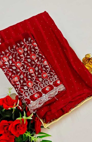 Designer Multi-Color Floral Print Blouse Fabric - LIGHT SKY BLUE