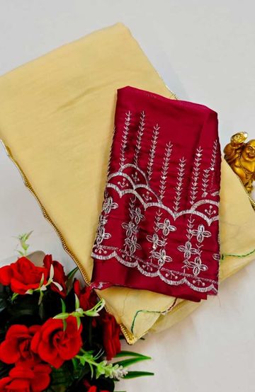 Beauty checked soft silk rich look design soft material function and party wear - OLIVE GREEN