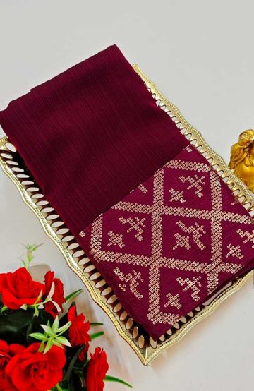 FANCY SILVAR ZARI PLAIN  SOFT SILK SAREES - RED