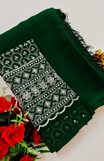 Elegant Silk Dhoti Shirt & Saree Couple Combo coordinated look for special occasions - LIGHT GREEN