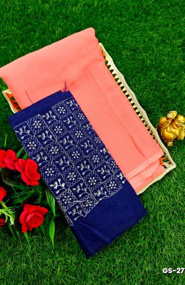 GEORGETTE FANCY SOFT SILK SAREES WITH BLOUSE MODERN FANCY ITEM SAREES - LITE PEACH