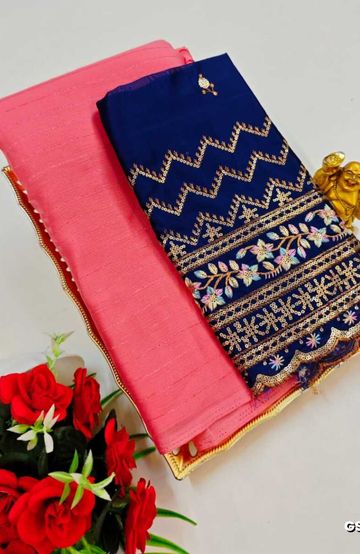 GEORGETTE FANCY SOFT SILK SAREES WITH BLOUSE MODERN FANCY ITEM SAREES - LIGHT PINK (2)
