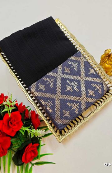 GEORGETTE FANCY SOFT SILK SAREES WITH BLOUSE MODERN FANCY ITEM SAREES - GRAY (1)