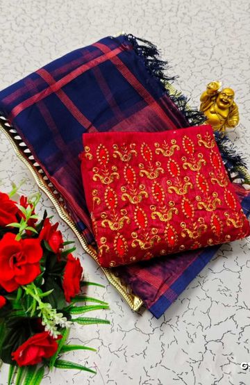 GEORGETTE FANCY SOFT SILK SAREES WITH BLOUSE MODERN FANCY ITEM SAREES - NAVY COLOUR (2)