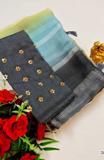 GEORGETTE FANCY SOFT SILK SAREES WITH BLOUSE MODERN FANCY ITEM SAREES - MIXED ALL COLOR