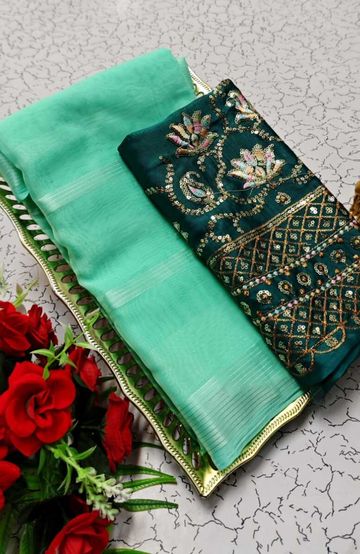 GEORGETTE FANCY SOFT SILK SAREES WITH BLOUSE MODERN FANCY ITEM SAREES - REXONA (1)
