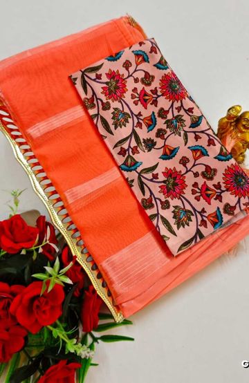 GEORGETTE FANCY SOFT SILK SAREES WITH BLOUSE MODERN FANCY ITEM SAREES - LITE PEACH (2)