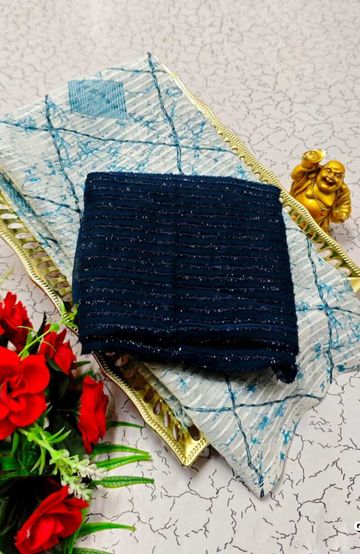 GEORGETTE FANCY SOFT SILK SAREES WITH BLOUSE MODERN FANCY ITEM SAREES - TEAL COLOUR (3)