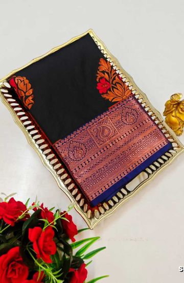 Designer Multi-Color Floral Print Blouse Fabric - BLUE SHADE