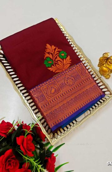 DIGITAL PRINTING DOLA SILK COTTON SAREES - ORANGE