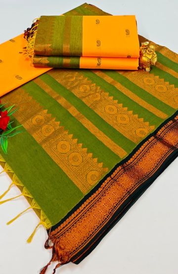 Dailywear cotton sarees premium look lightweight comfortable wear - BLUE COLOUR (2)