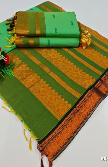 KANCHIPURAM TISSUE TRENDING DESIGN FANCY DHARMAVARAM SILK SAREES - PURPLE - NAVY COLOUR