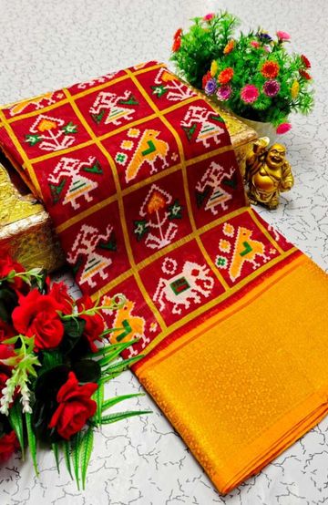 BANARASI POCHAMPALLY ALL OVER BODY SILVAR ZARI BUTTA DESIGN   FUNCTION WEAR SOFT SILK SAREES - CHOCOLATE COLOR