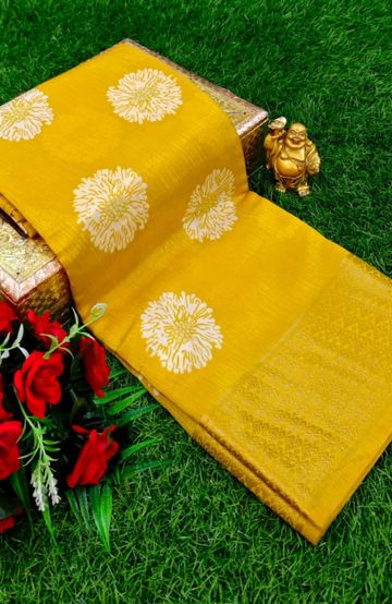 Dailywear cotton sarees premium look lightweight comfortable wear - GOLD COLOUR