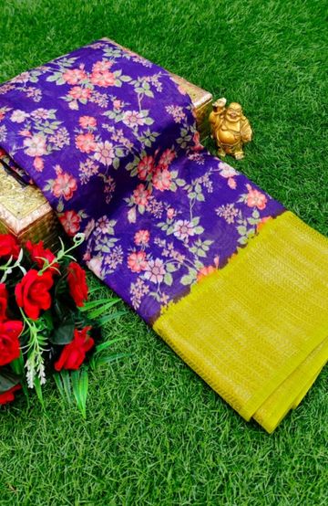 Dailywear cotton sarees premium look lightweight comfortable wear - BRINJAL COLOUR
