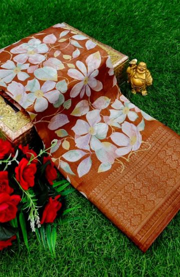 Dailywear cotton sarees premium look lightweight comfortable wear - BRONCE COLOUR