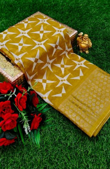 Dailywear cotton sarees premium look lightweight comfortable wear - DARK GOLD