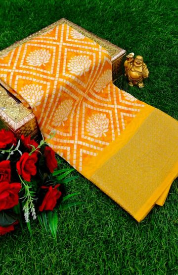 Dailywear cotton sarees premium look lightweight comfortable wear - YELLOW COLOR (1)