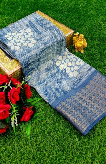 Dailywear cotton sarees premium look lightweight comfortable wear - LIGHT BLUE N