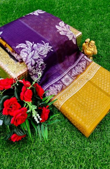 Dailywear cotton sarees premium look lightweight comfortable wear - INDIGO COLOUR