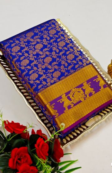 Bridal silk gold silvar and copper zari weave and wedding art silk suba muhurtha pattu sarees - WINE COLOUR (1)