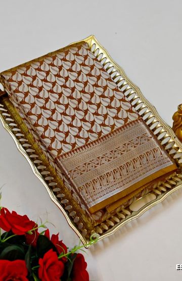 Dailywear cotton sarees all over body flower designpattern design premium look lightweight comfortable wear - BRONCE COLOUR (1)