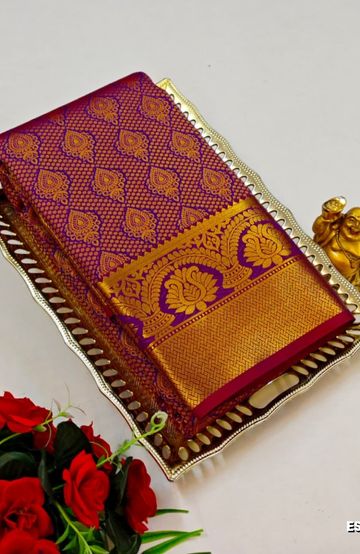 BRIDAL SILK GOLD SILVAR AND COPPER ZARI WEAVE AND WEDDING ART SILK SAREES - VADAMALLI (7)