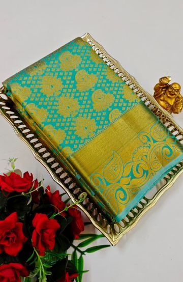 BRIDAL SILK GOLD SILVAR AND COPPER ZARI WEAVE AND WEDDING ART SILK SAREES - REXONA (2)