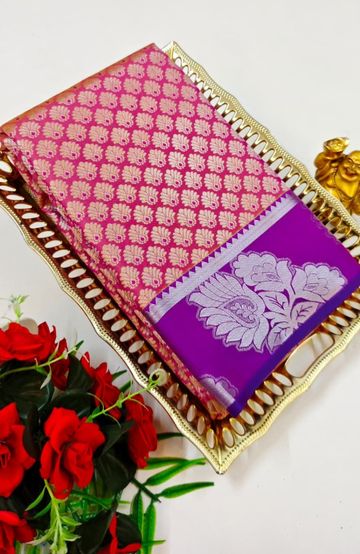 BRIDAL SILK GOLD SILVAR AND COPPER ZARI WEAVE AND WEDDING ART SILK SAREES - VADAMALLI (8)