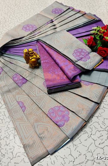 MODERN FANCY SOFT SILK SAREES WITH BUTTA DESIGN - ORANGE (1)