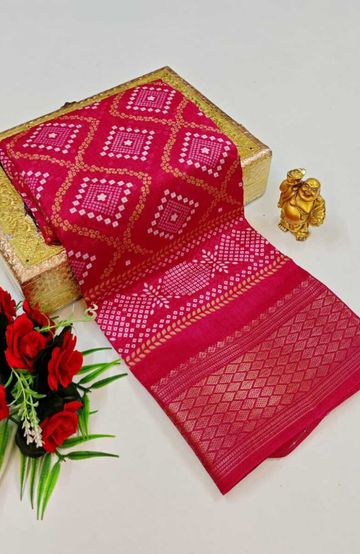 Dailywear cotton sarees premium look lightweight comfortable wear - DARK PINK